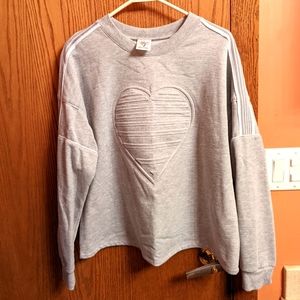 NWOT Self Esteem Grey Heart Design Sweatshirt